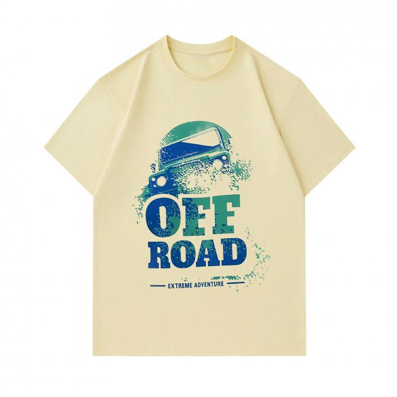 Men's 100% Cotton Crew Neck Short Sleeve T-Shirt, Off Road Extreme Adventure Offroad Vehicle Print Casual Comfortable Breathable Tee for Outdoor Enthu
