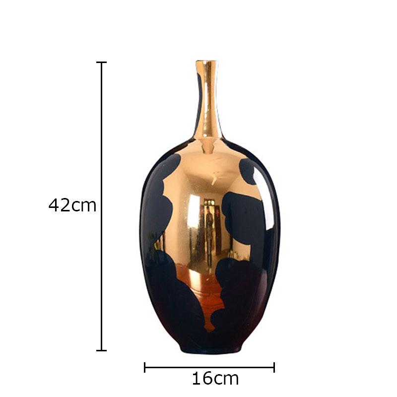 Gold-plated Ceramic Vase Modern Design Flower Pots Desk Decoration Artificial Flowers Decorative Shiny Porcelain Floral Vases