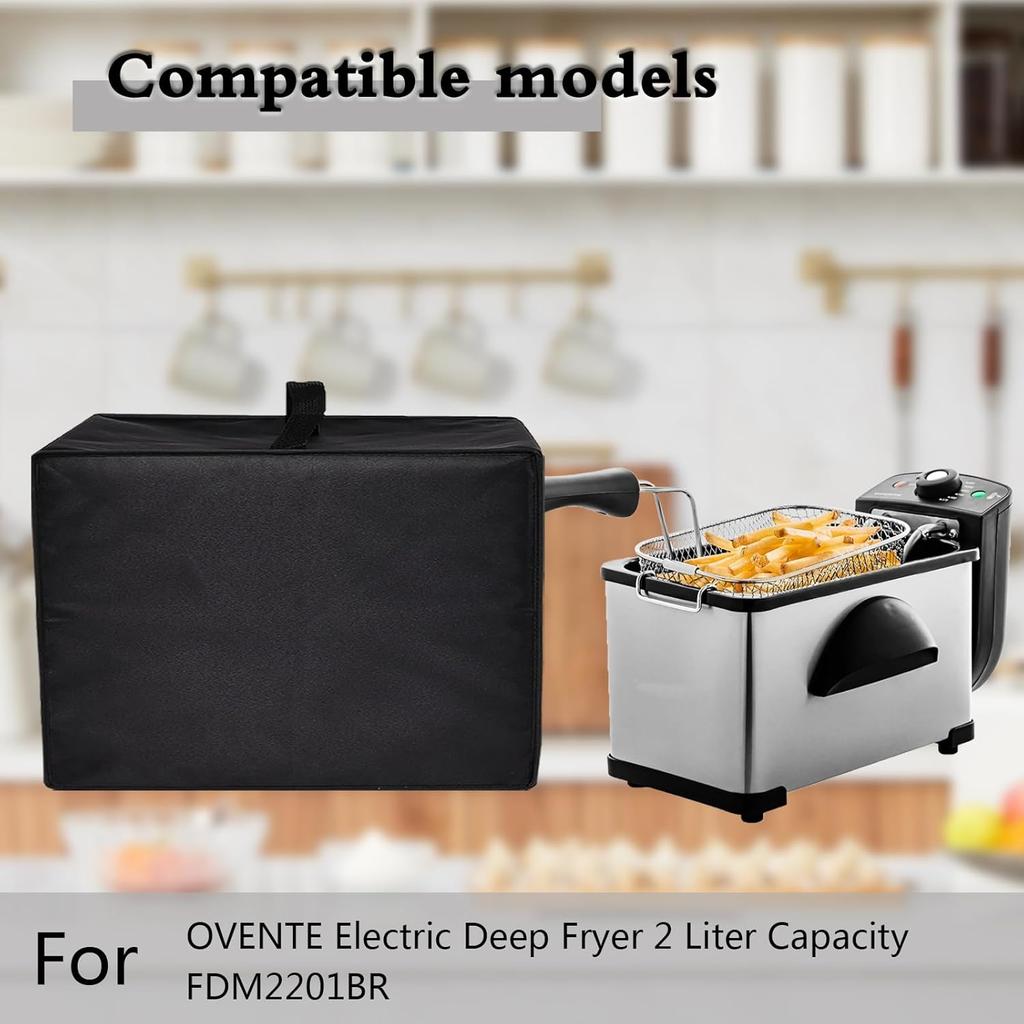 Dust Cover for OVENTE 2 Liter Deep Fryer, Heavy Duty Heat-Resistant Waterproof Nylon Fabric Protective Deep Fryer Cover Case Compatible with OVENTE 2