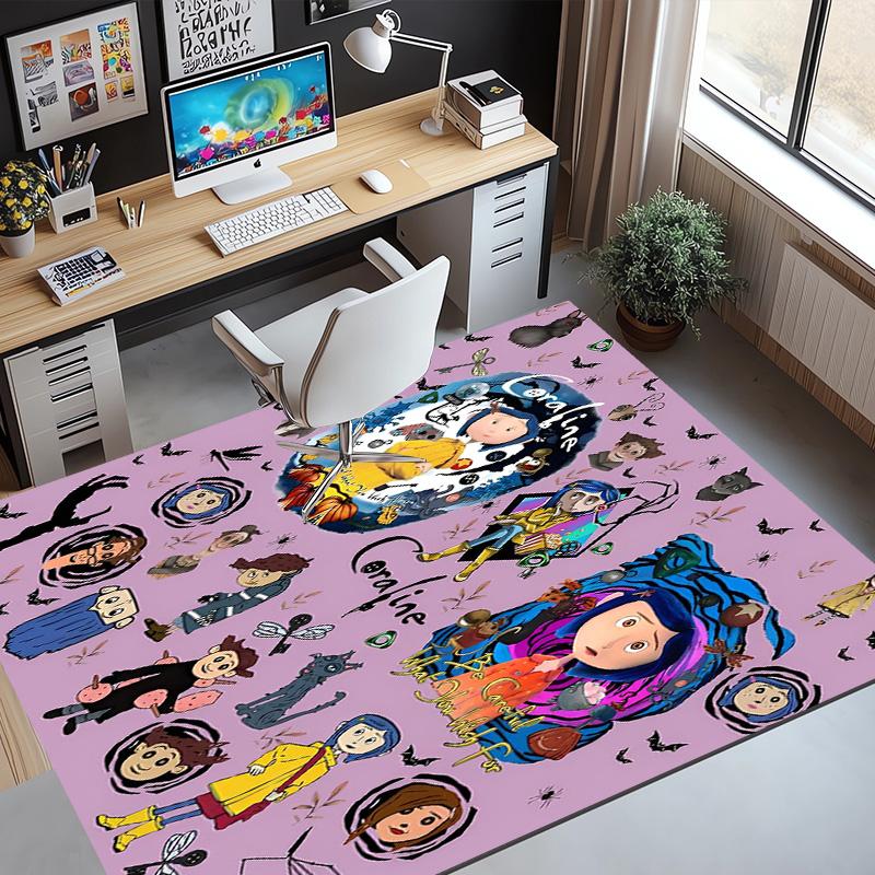 Coraline Pattern Rug, Indoor/Outdoor Mat, for Picnic, Gameroom, Bedroom, Office, Living Room, Home Decor Carpet, Birthday Gift