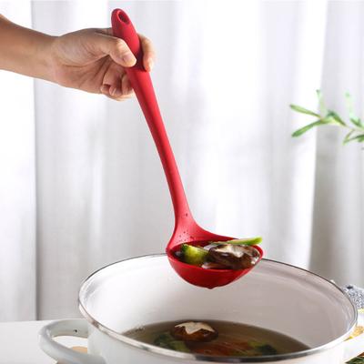 2Pcs Hitzebeständige Silikon Schöpfkelle Löffel Langen Griff Hängen Loch Nicht-Stick Rühren Löffel Küche Kochen Utensilien Backen werkzeug