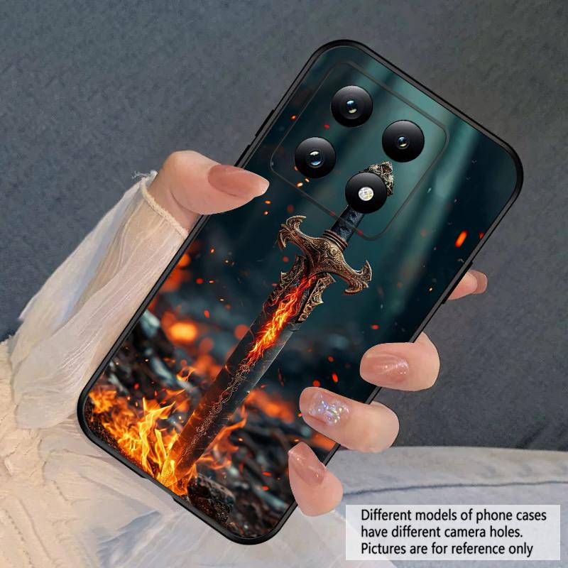 

A sword with fire For Xiaomi Poco X7 M7 Pro 5G M5 X4Pro M4 M6 4G C65 C75 F6 F5 X6 X5 X7 X5 F7 Ultra M5S M4Pro 5G soft phone case Poco C75