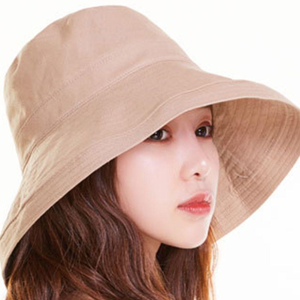 Cotton Linen Women's Sunshade Hat Wide Brim Windproof Hat Versatile Fisherman's Hat  Garden