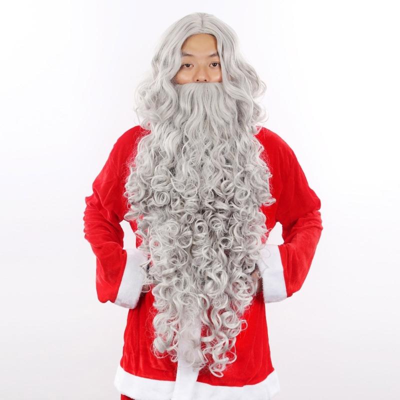 Santa Fancy Dress Costume Santa Clauses Wig and Beard Set for Cosplay Christmas