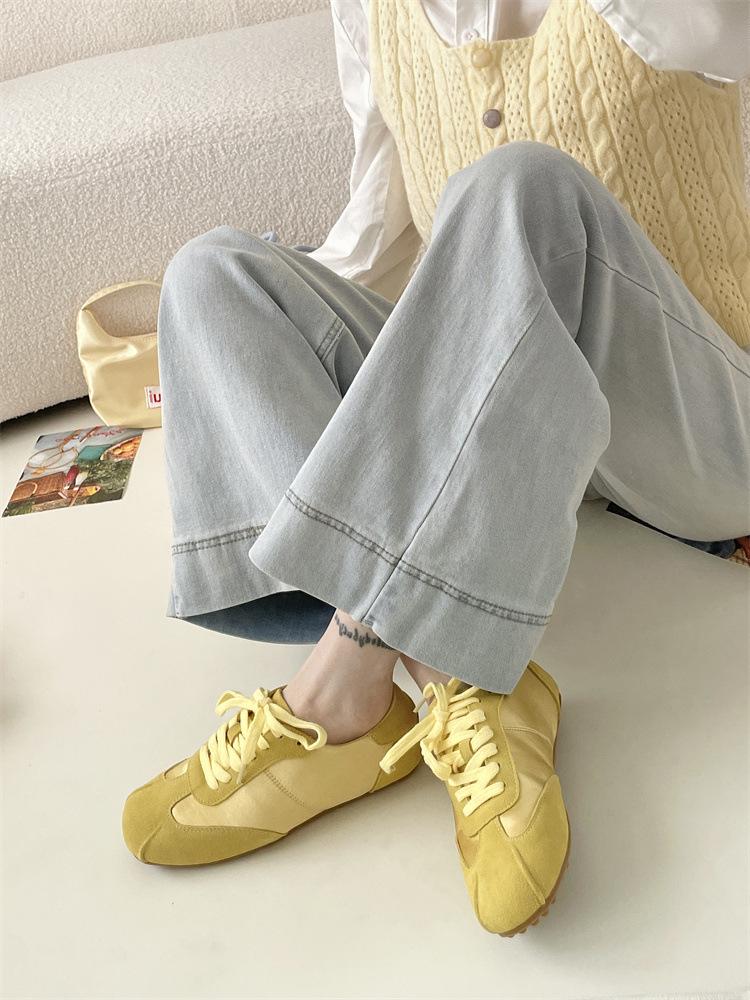 

Ballet training shoes women s 2025 spring and autumn new retro soft-soled flat-soled casual sports waffle Forrest Gump shoes 39 лимонно-желтый