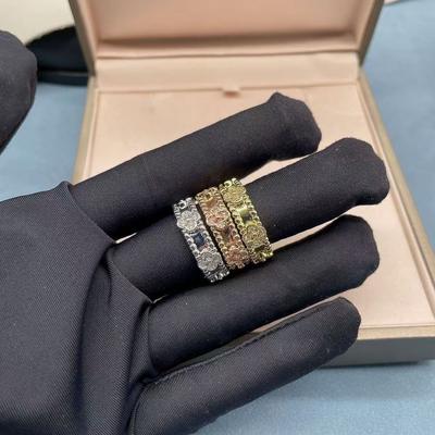 Bague Kaleidoscope Trèfle à Quatre Feuilles Femme Argent avec Diamants Bague Fleur Or Rose 18k Homme et Femme Bague de Couple Tendance
