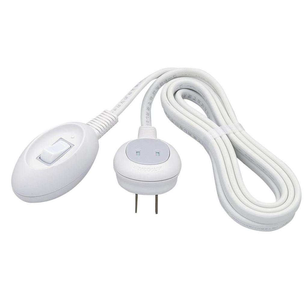 ELPA WTS-500B(W) Handheld Switch, Nursing Care, 5m 125V 15A Extension Cord with Door, Egg Shape
