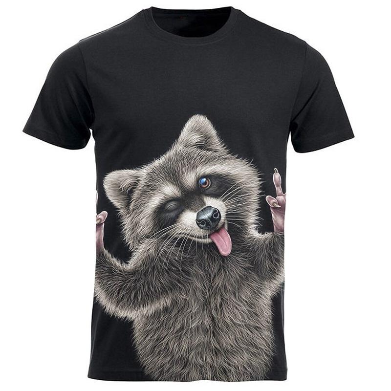 3d Print Funny Animal Raccoon T-Shirt for Men Summer Casual Short Sleeve T Shirt Streetwear Men's Oversized Crew Neck Tee Shirt