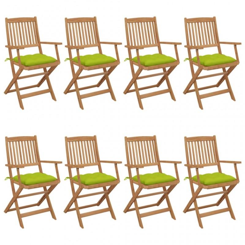 Day and Night - Day and Night Folding Garden Chairs 8 Units Solid Acacia Wood and Cushions
