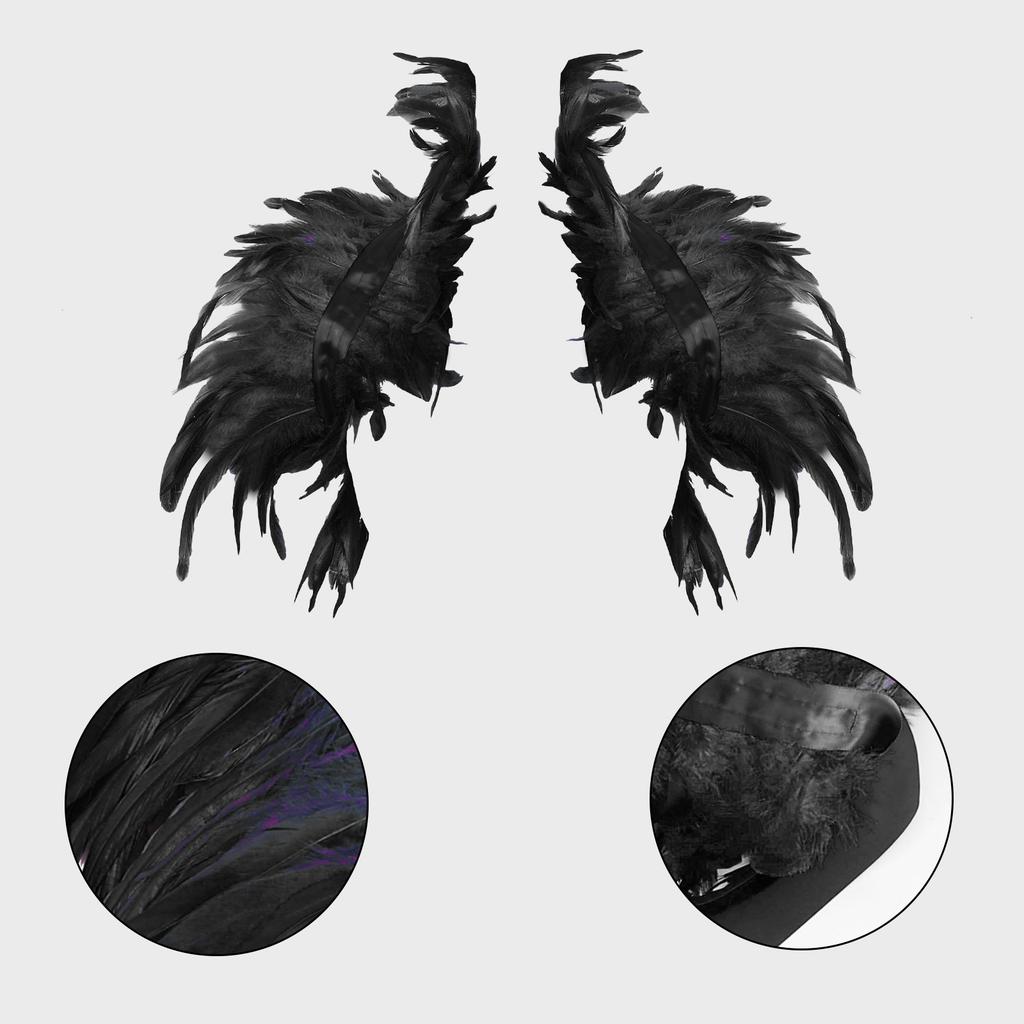 Halloween Feather Shawl Wristlet Set Feather Shawl Punk Feather Party Holiday Dress Up Cosplay Costumes Poncho for Women and Men