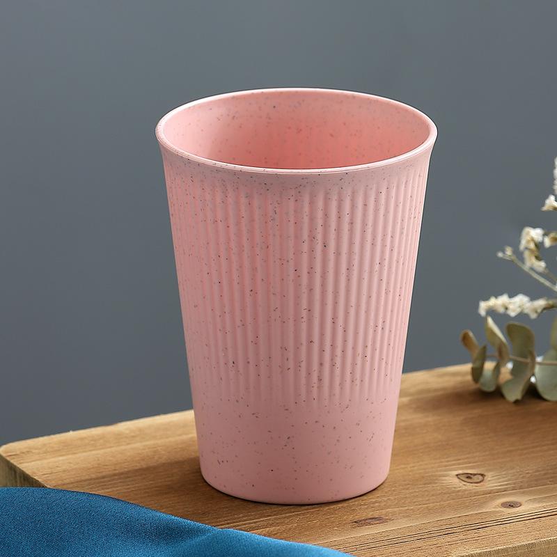 Wheat Straw Stripe Couple Water Cups Multi-Functional Milk Coffee Mug Household Plastic Mouthwash Cup Drinking Accessories