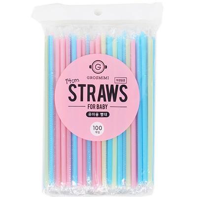 Gromimi Infant Disposable Straw 14cm Randomly Sent, 100 Pieces, Single Item