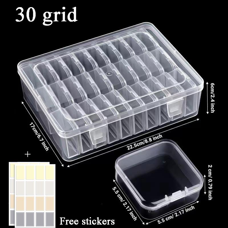 Boîte de rangement pour peinture diamant et broderie DIY 30/14 cases Accessoires de broderie artistique Boîte de tri pour perles Contenant de rangement