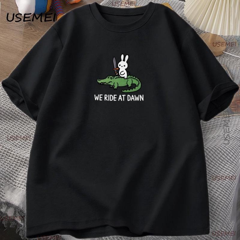

2026 We Ride At Dawn TShirt Women Unisex Bunny and Alligator T Shirt Comfortable and loose Unisexs and Womens Tshirts S
