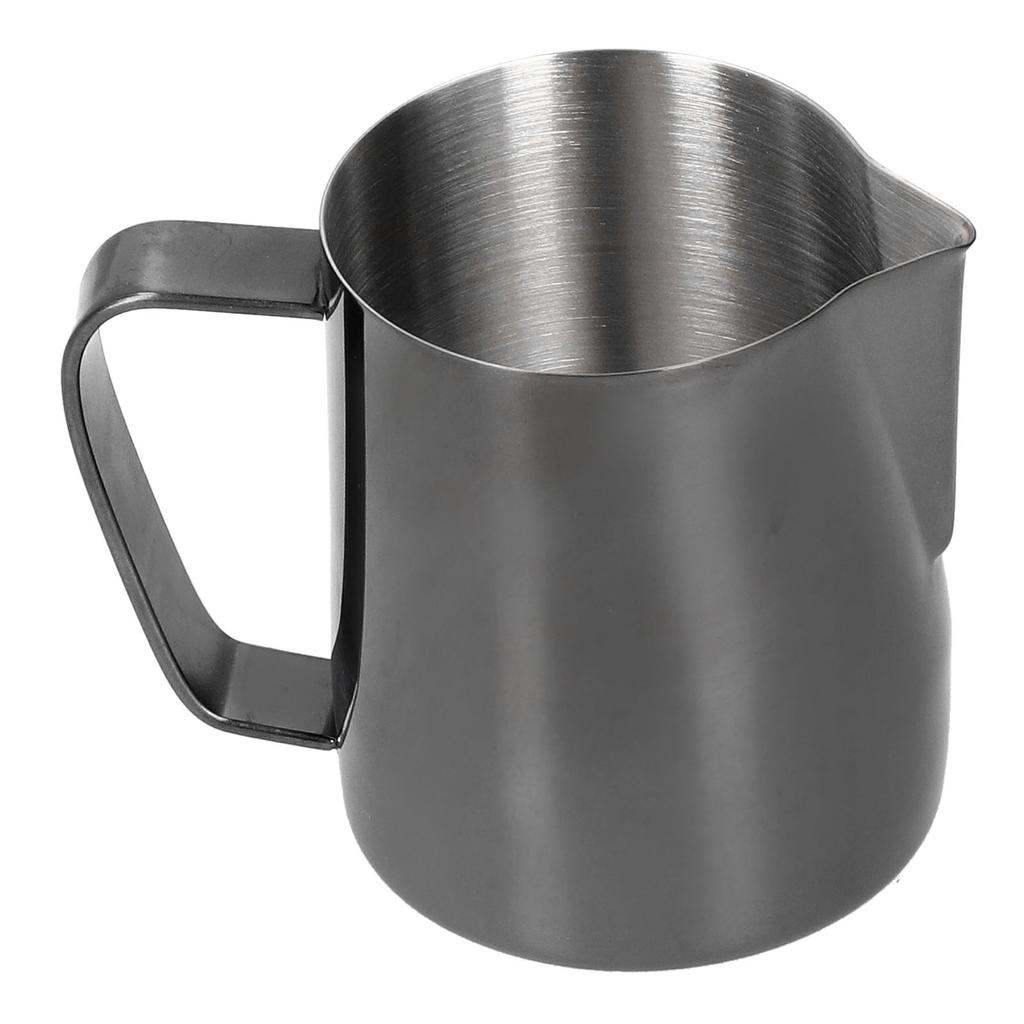 Multifunktionell Kaffekopp Mjölkskumningskanna Rostfritt Stål Latte Mugg med HandtagSvart 350ml