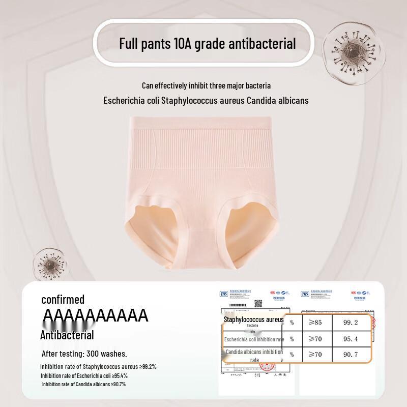 Lingsa Women's High-Waist Seamless Briefs with Silk Crotch (4-Pack)