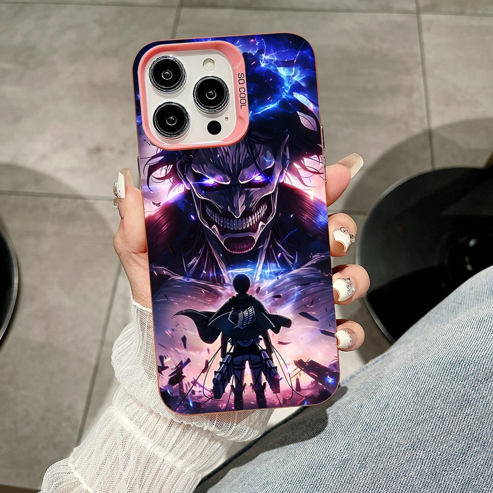 AOT Eren Yeager Pink Translucent Mobile Phone Case for iPhone 17 16 15 14 13 12 11 X XR XS Air Pro Max Plus Colorful Cover