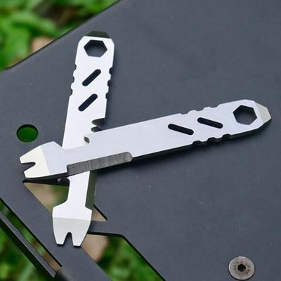 Multifunktionale Brechstange aus Edelstahl Mini EDC Sechskantschlüssel Flaschenöffner Tragbares Outdoor Fahrradreparaturwerkzeug