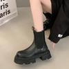 Black versatile thick heel platform Martin boots women's 2025 new summer thin small retro heightening short boots