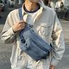 Washed Denim Bag, Light Casual Men's Bag, Sports Slanted Shoulder Bag, Sports Fashion Cycling Bag, Trendy Breast Bag
