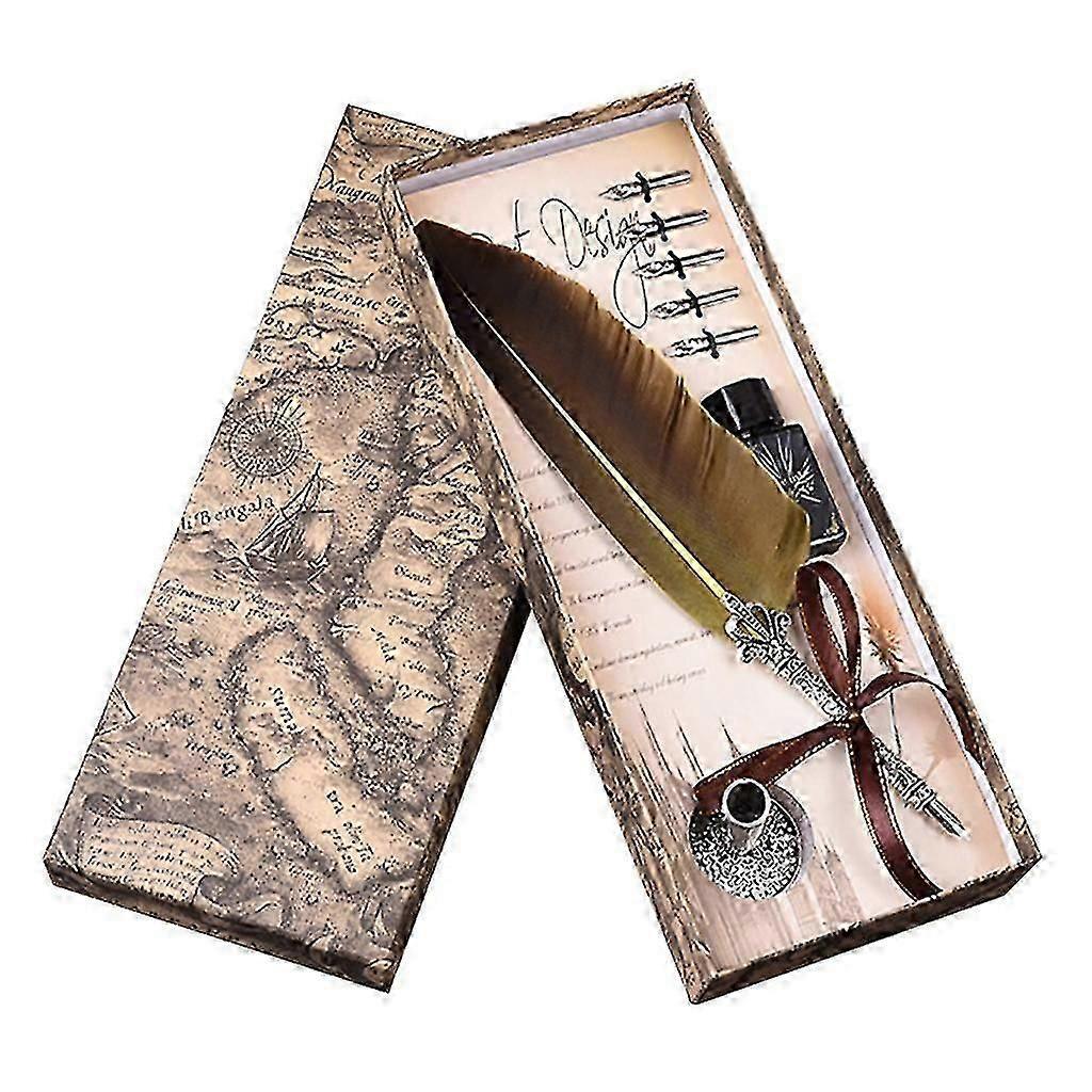 Antique Quill Feather Pen Set, Fountain Pen Set Writing Quill