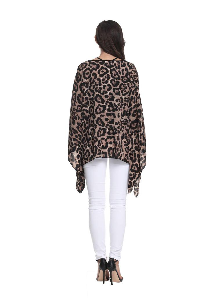 Plus Size Chiffon Batwing Shirt for Women – European & American Style, Extra Large 