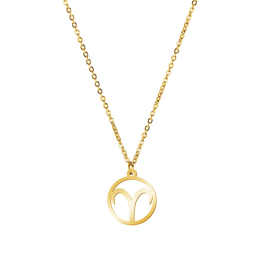 Cazador Zodiac Pendant Necklace for Women 12 Constellation Aries Pisces Gemini Chocher Stainless Steel Jewelry Gold Color Gifts