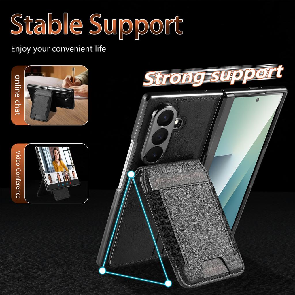 For Samsung Galaxy Z Fold 7 6 5 4 3  for Magsafe Magnetic Leather Hinge Phone Case Screen Protect Film Wallet Cards Holder Cover