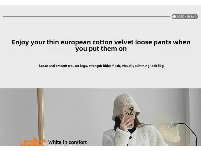 High-Waist Maternity Wide-Leg Trousers - Warm Velvet, Autumn/Winter Style