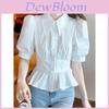 Lolita Style White Shirt With Ruffled Hem And 3d Pattern For Elegant Summer Wear