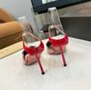 Fashion 2025 Summer New Gold Flower Square Thin Heel Single Shoes With Sexy Open Toe Design Sense Women Sandals