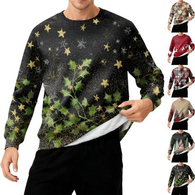 Herren Rundhals Fleecegefüttert Dick Warm Sweatshirt