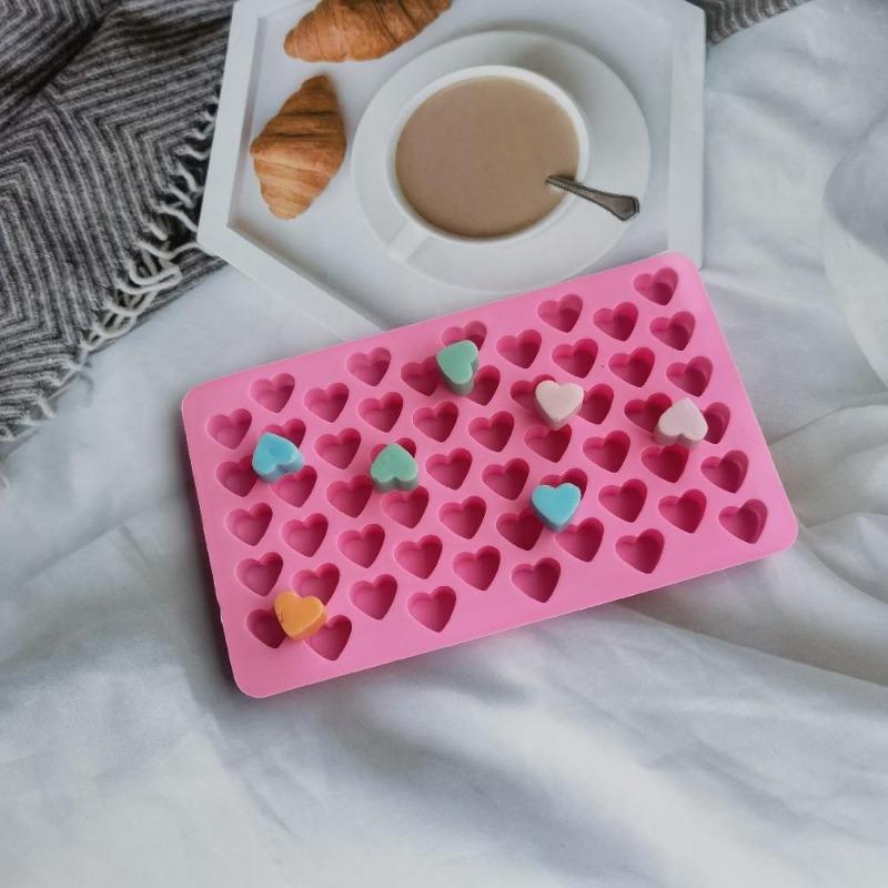 Cute Silicone 55 Grids Heart-shaped Cake Chocolate Soap Mold DIY Tray Biscuit Ice Cube Baking Mold Decorating Tools