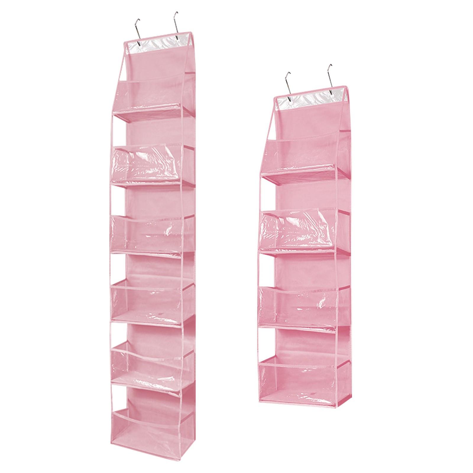 

1 шт. 4/6 слоев, подвесной органайзер на дверь, косметика, настенный органайзер для хранения вещей для детской комнаты, ванной комнаты, шкафа, спальни, общежития L розовый