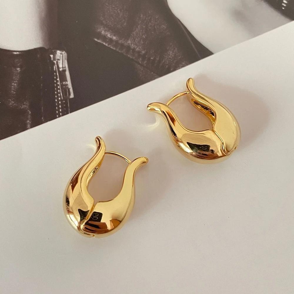 Geometric Heart Ear Buckle Hoop Earrings for Women Trendy Smooth Metal Elliptic Earring Fashion Punk Ol Earrings Jewelry Gifts