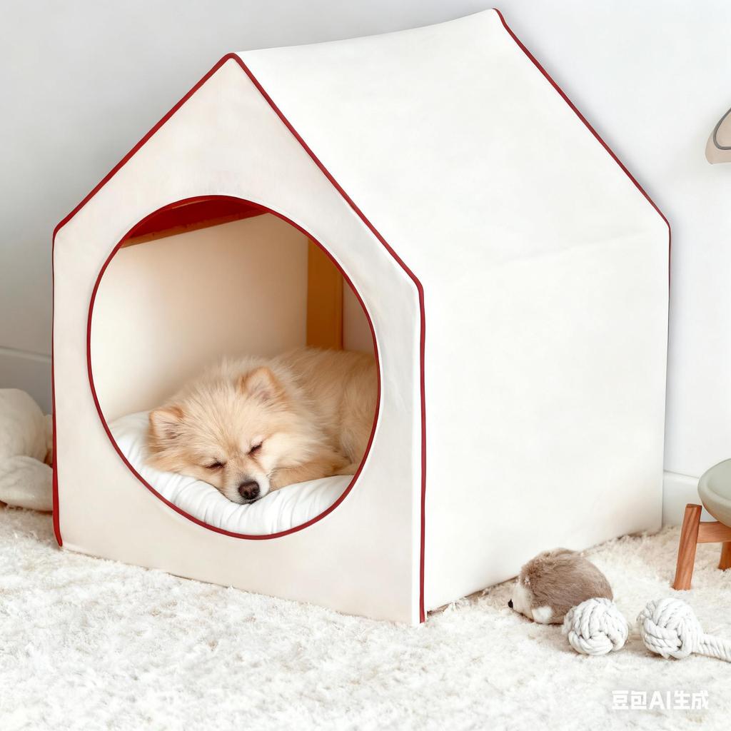 Korean Style House Shaped Pet Bed, Detachable Washable Closed Dog Cat Tent House for Small Medium Pets
