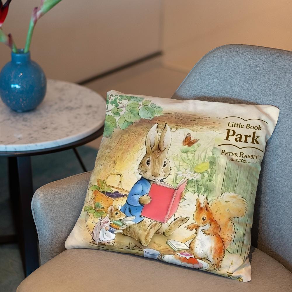 P-Peter Rabbit printing Cushion Cover 2-in-1 Reversible Plush Pillow Cover | Car/Sofa/Bed | Perfect Gift