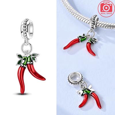 Breloques Originales Cuivre Pendentifs Piment Rouge Créatifs S'adaptent aux Bracelets à Breloques Plata Pour Femmes Fabrication de Bijoux Cadeaux Fins