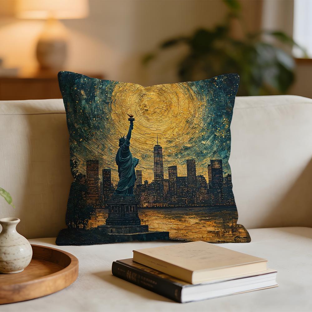 ART GGoddess of LLiberty Cushion Cover Short plush pillowcase for bed sofa carwashable