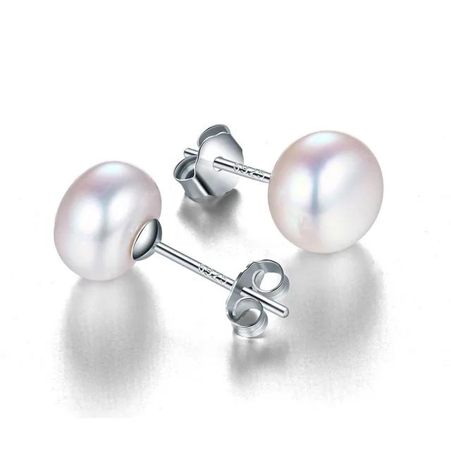 Orecchini HENGSHENG in Perle d'Acqua Dolce Bianche 100% Autentiche Gioielli alla Moda Orecchini a Bottone in Argento Per Donna Super Offerta Con Scatola Regalo