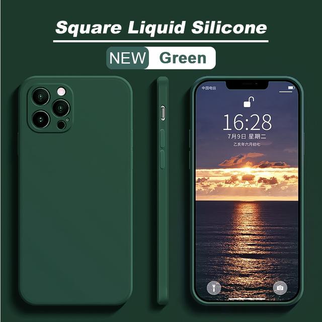 Square Liquid Silicone Phone Case For iPhone 14 Pro Max 13 11 12 Mini XR XS 7 8 Iphone 15 Pro Max Shockproof Back Cover