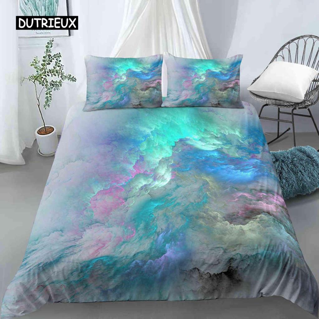 Cloud Duvet Cover Set Microfiber Universe Outer Space Sea of Cloud Mystic Bedding Set Abstract Pattern King Twin Comforter Cover
