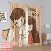 2pcs,2D plane printing Contemporary Curtains Cute Couple Hug Durable Polyester (without rod) Gifts Ldeal for Living Room and