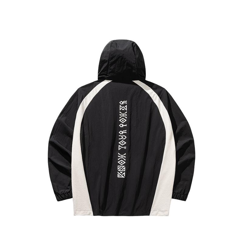 Anta Comfortable Simple Color Block Versatile Loose Hooded Zip Jacket Unisex Jacket 172531601-5
