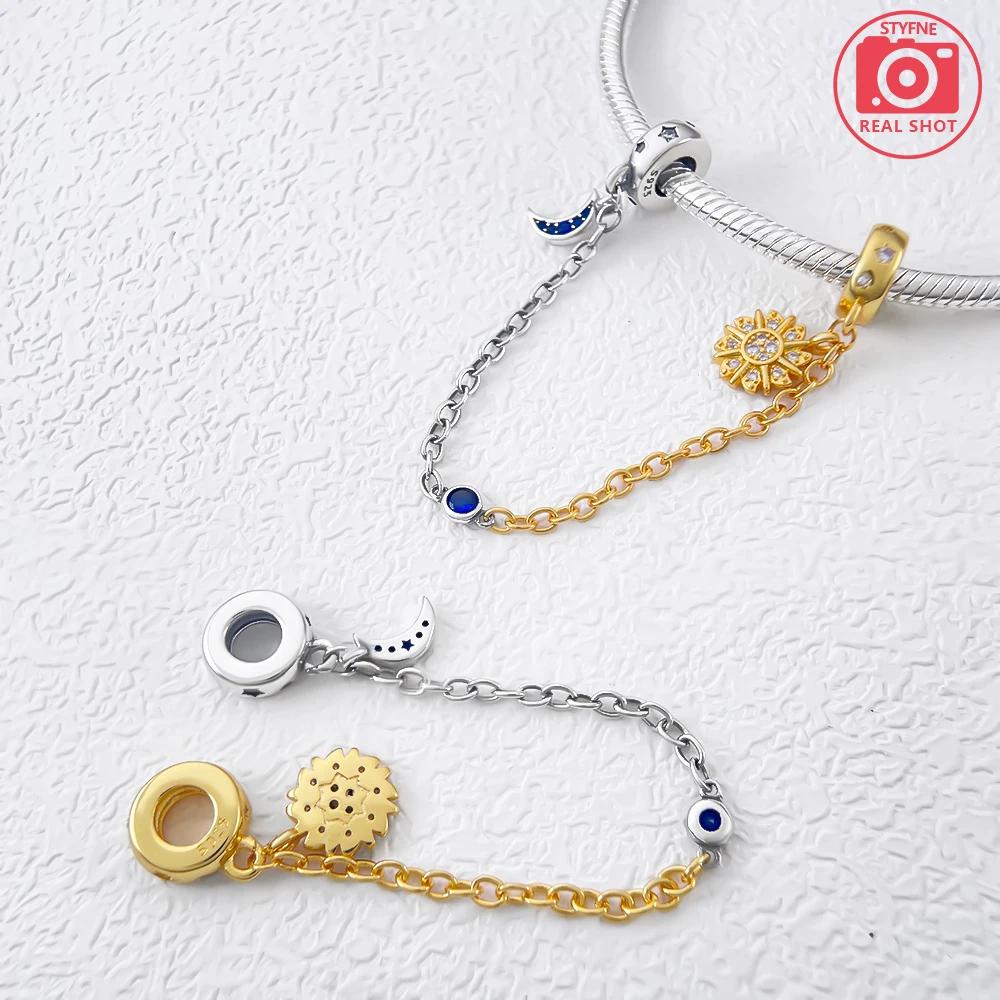 Copper Safety Chain Sun Moon Bead Charms Charm Bead Charms Compatible With Authentic Bracelets Do It Yourself Jewellery Making Fine Jewellery Gift F