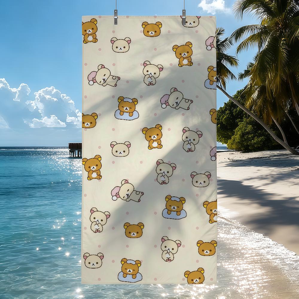 Cartoon R-Rilakkuma Cute Kawaii Towel Quick Drying Beach Towels Are Suitable For Swimming Pools Camping Yoga And The Gym
