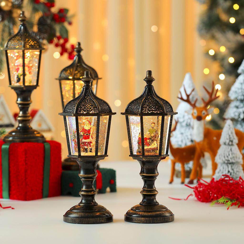 Christmas Snowman Figurine Vintage Table Lamp With Light Music And Effect Snow