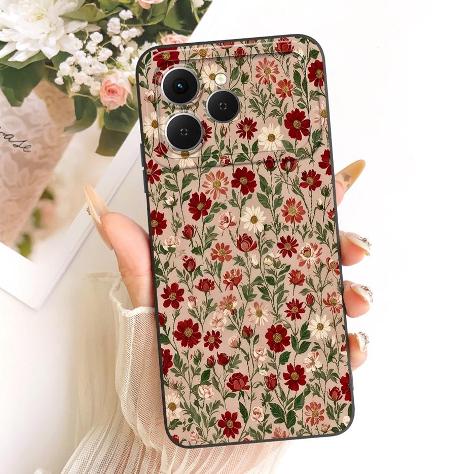 Per Tecno Spark 40 Custodia KM5 Nuova Lusso Fiori Caramella Verniciata Copertura Morbido Silicone Custodia Telefono Per Tecno Spark 40C Spark40 C Fundas