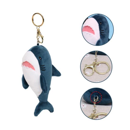 Key Holder Soft Cartoon Shark Shape Plush Creative Hanging Pendant for Bag