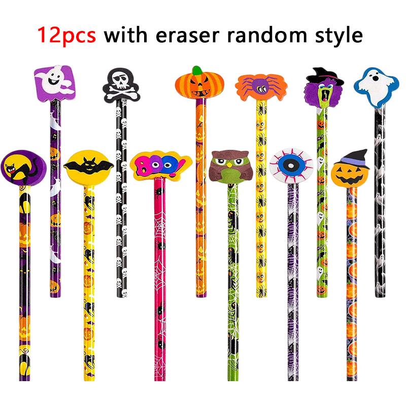 Halloween Pencil HB Eraser Pumpkin Ghost Painting Pencils Festival Goodies Gift Prize Party Favor Supplies Trick or Treat TMZ
